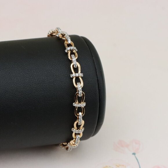 "Elegant Rose Gold Bracelet with Sparkling Link Detailing, XPBL0839 - Picture 9 of 12